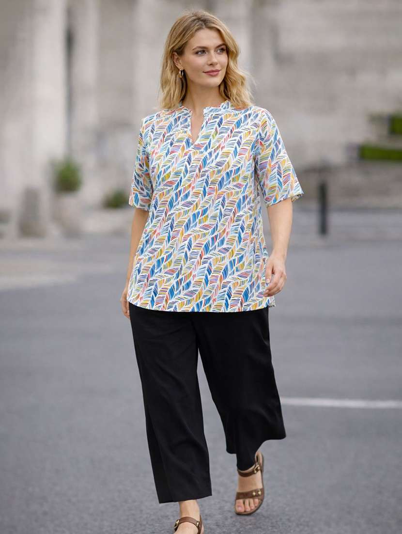 women printed three quarter sleeve ethnic co-ord set - 22590110 -  Standard Image - 2