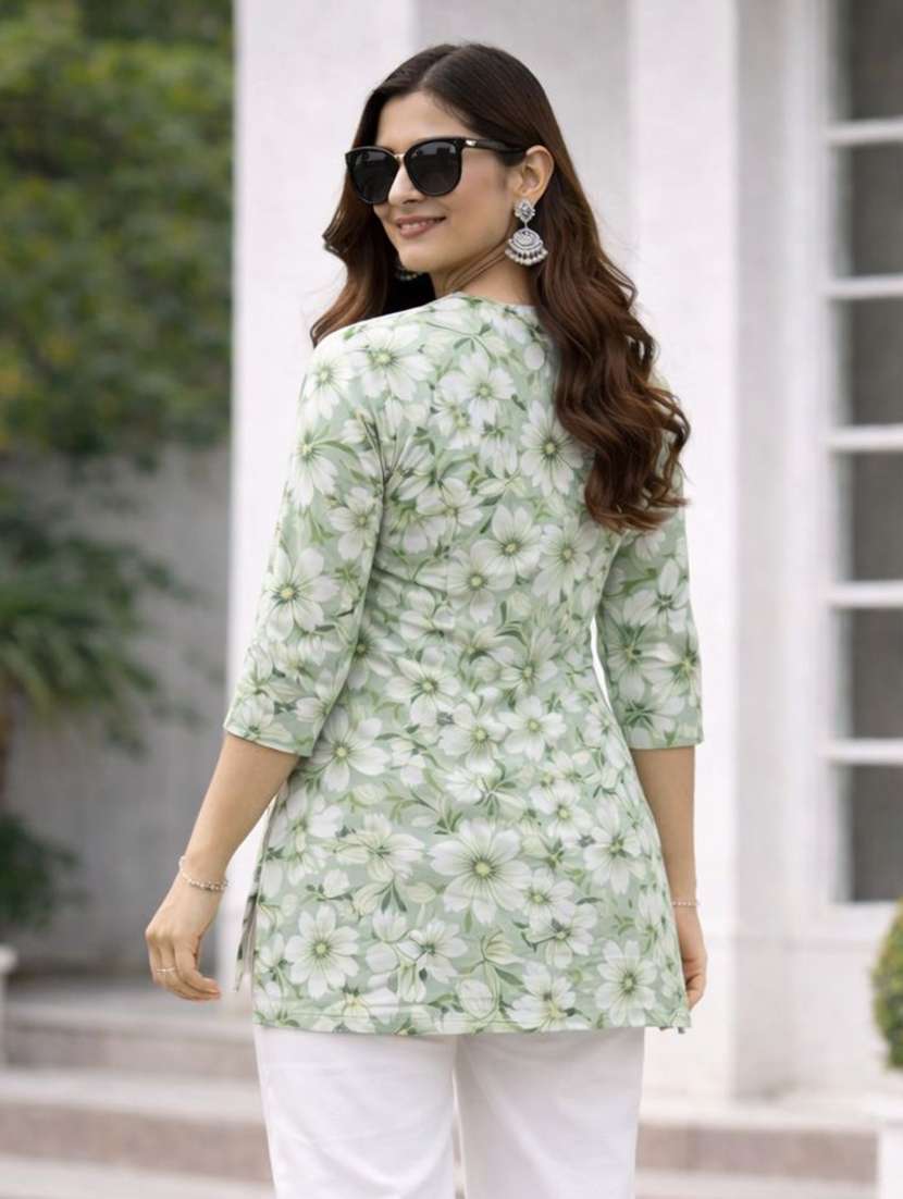 women printed three quarter sleeve ethnic co-ord set - 22590127 -  Standard Image - 2