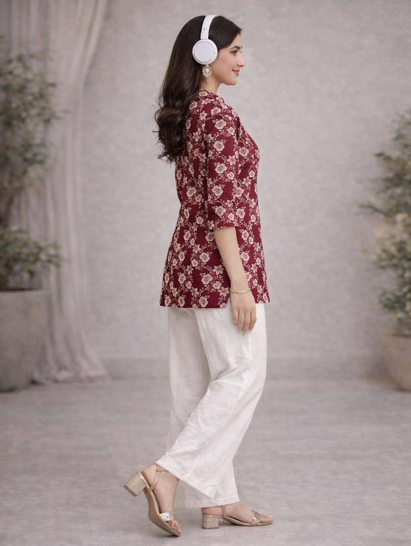 women printed three quarter sleeve ethnic co-ord set - 22590133 -  Standard Image - 2
