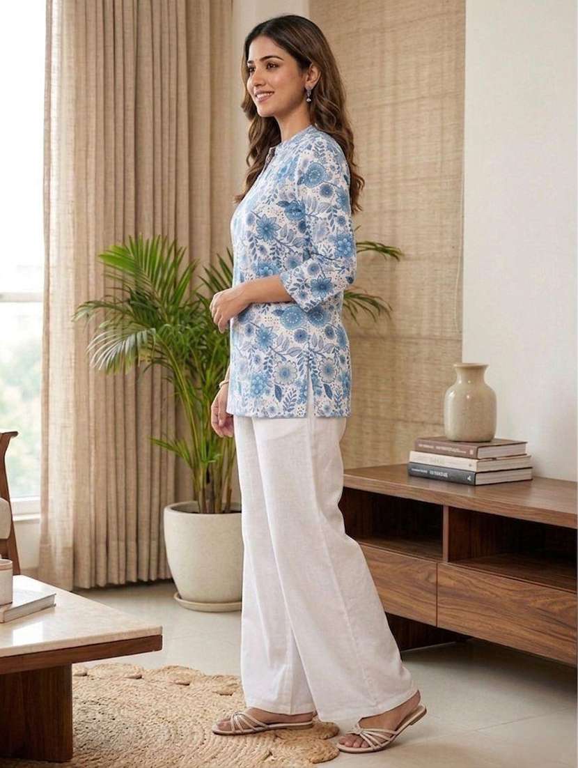 women printed three quarter sleeve ethnic co-ord set - 22590145 -  Standard Image - 2