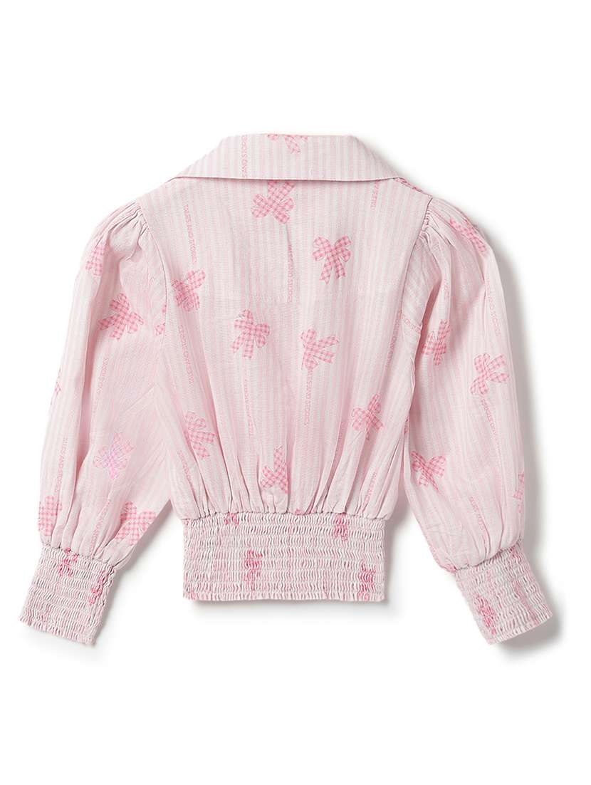 Girls Printed Long Sleeves Crop Top - 22590193 -  Standard Image - 2