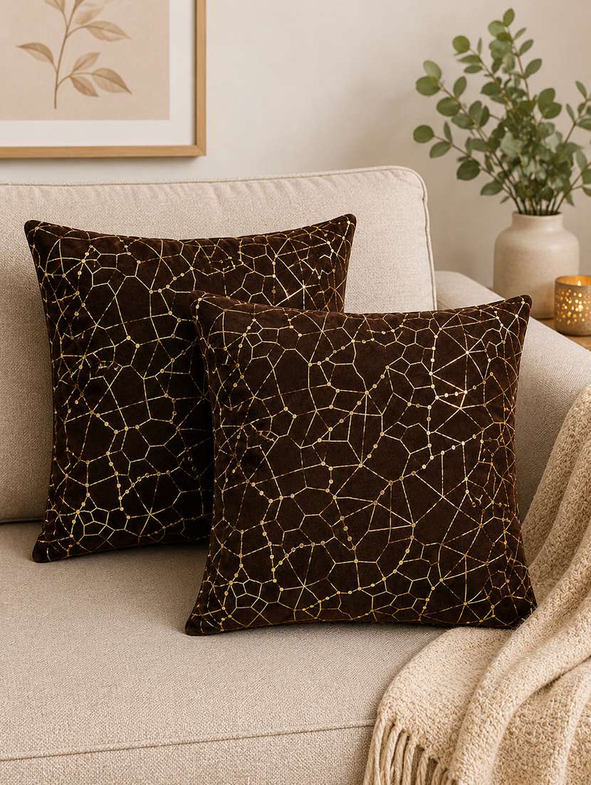 set of 2 decorative throw pillow cover, navy blue with silver floral pattern 16x16inh