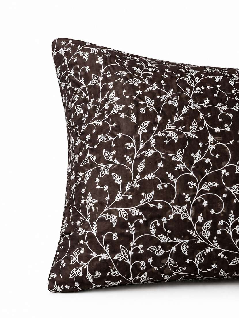 set of 2 decorative throw pillow cover, brown with gold geometric pattern, modern design 16x16inh - 22590200 -  Standard Image - 2