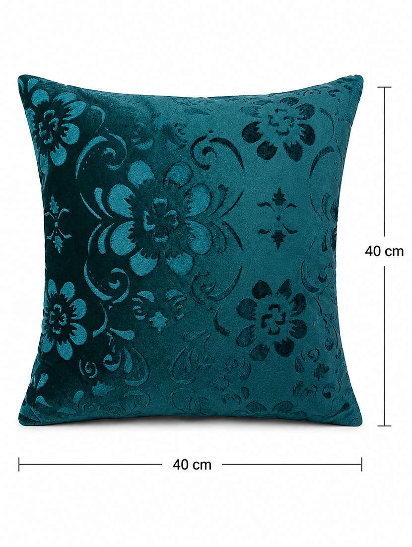 Set Of 2 Decorative Throw Pillow Cover, Floral Embossed Pattern, Champagne Gold, Satin Finish 16x16 Inh - 22590204 -  Standard Image - 2