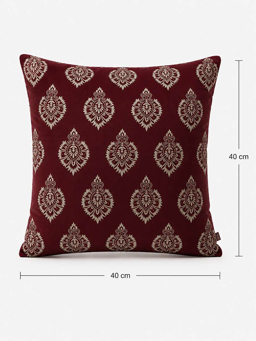 Set Of 5 Decorative Throw Pillow Cover, Brown With Damask Pattern, Silver Medallion Print 16x16 Inh - 22590209 -  Standard Image - 2