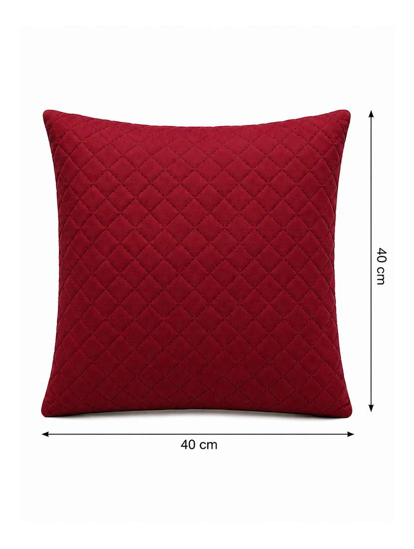 set of 5 quilted velvet decorative throw pillow cover, burgundy, diamond pattern 16x16inh - 22590221 -  Standard Image - 2