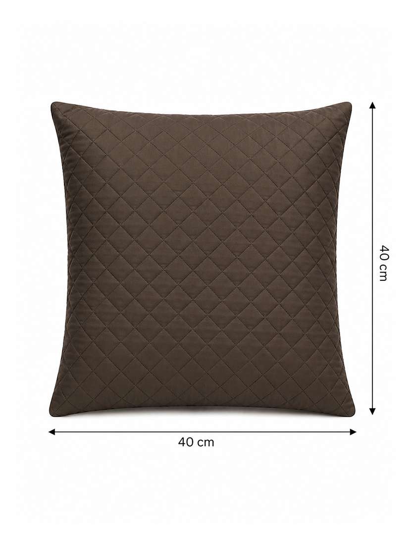 set of 2 quilted velvet decorative throw pillow cover, burgundy, diamond pattern 16x16inh - 22590222 -  Standard Image - 2