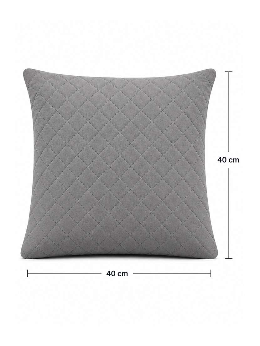set of 2 quilted velvet decorative throw pillow cover, burgundy, diamond pattern 16x16inh - 22590224 -  Standard Image - 2