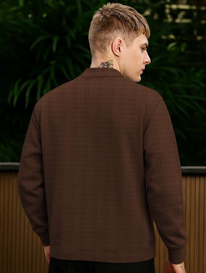 Men Self Design Long Sleeve Regular Fit T-shirt - 22590227 -  Standard Image - 2