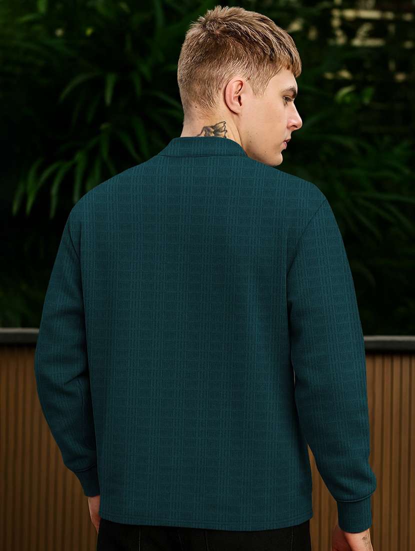 Men Self Design Long Sleeve Regular Fit T-shirt - 22590229 -  Standard Image - 2