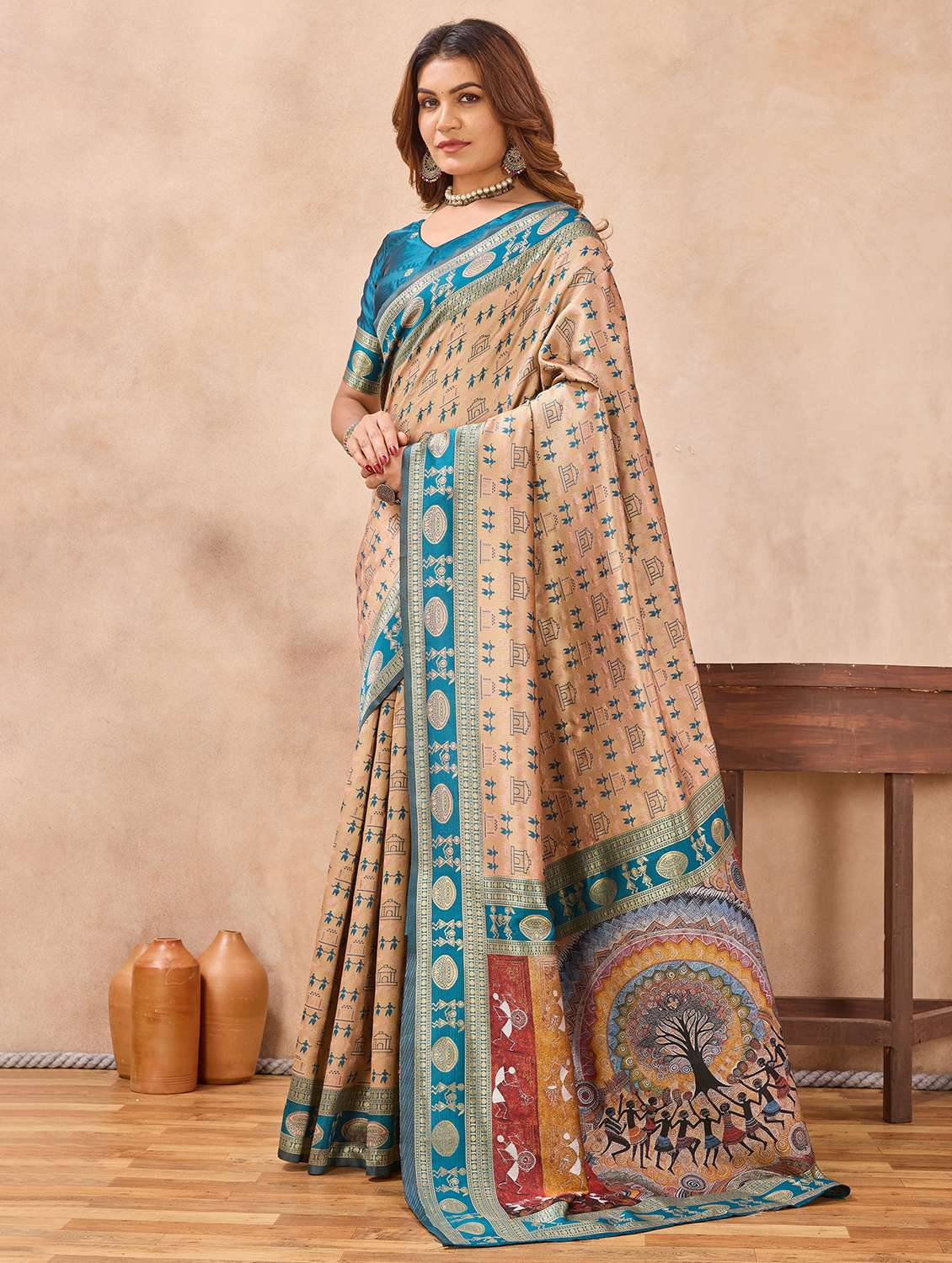 women self design bordered saree with blouse - 22590312 -  Standard Image - 2