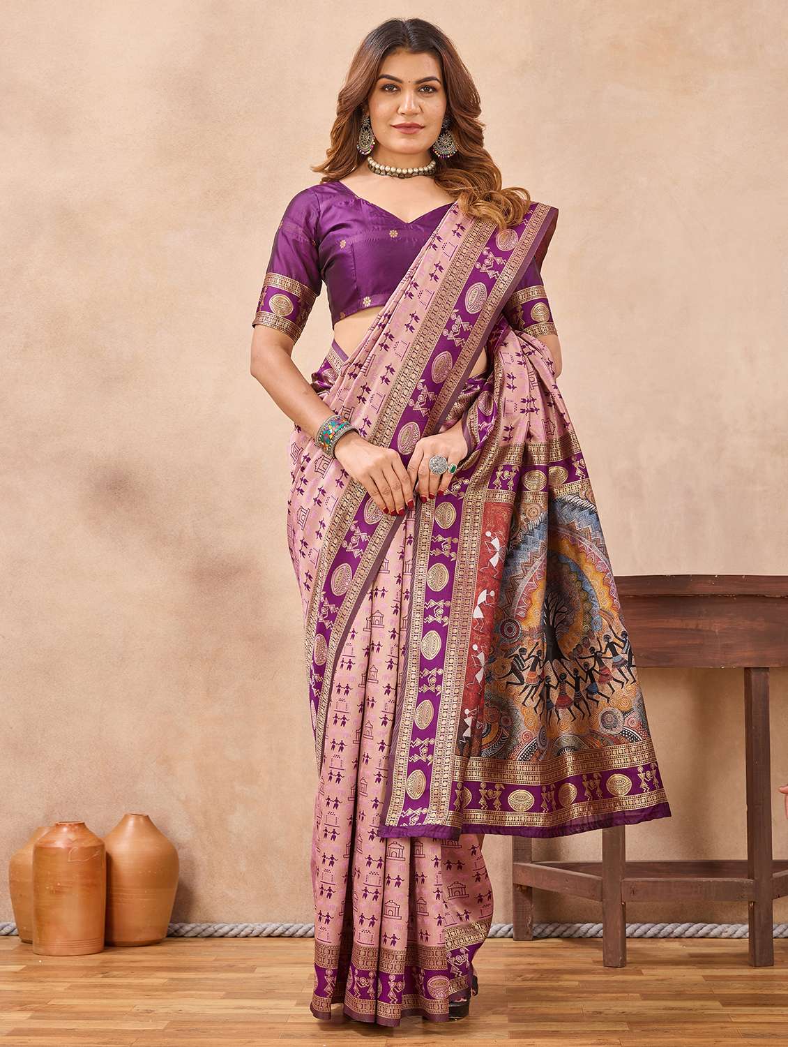 women self design bordered saree with blouse - 22590313 -  Standard Image - 2