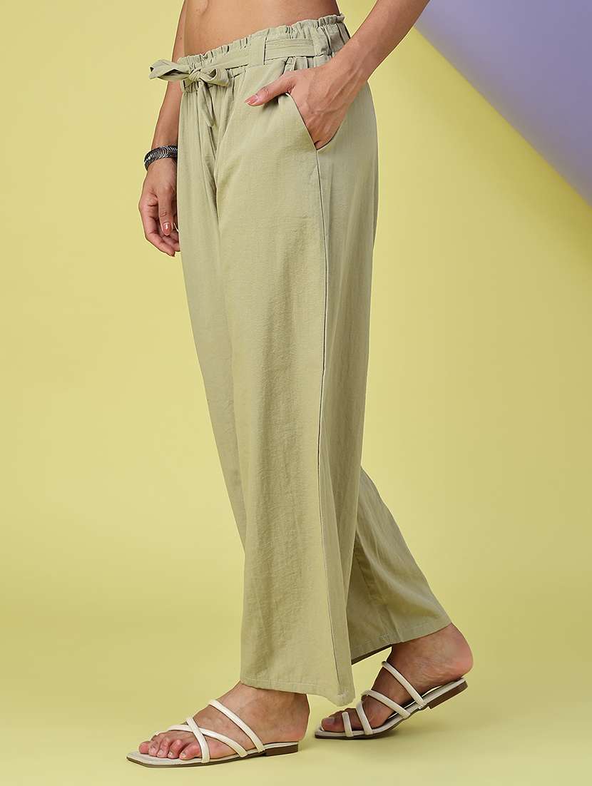 Women Solid High Rise Straight Trouser - 22590599 -  Standard Image - 2