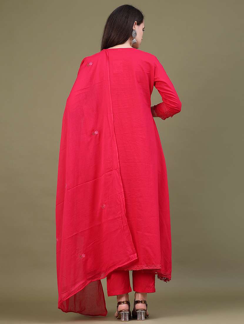 Women Embroidered Three Quarter Sleeve Kurta Pant With Dupatta Set - 22590625 -  Standard Image - 2