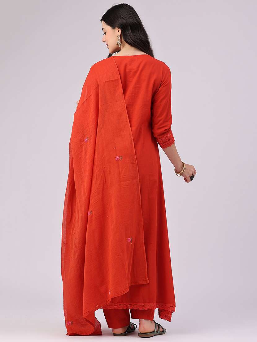 Women Embroidered Three Quarter Sleeve Kurta Pant With Dupatta Set - 22590627 -  Standard Image - 2