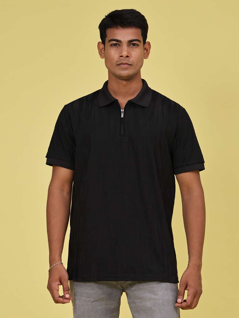 Men Self Design Short Sleeve Regular Fit Polo T-shirt - 22591368 -  Standard Image - 2