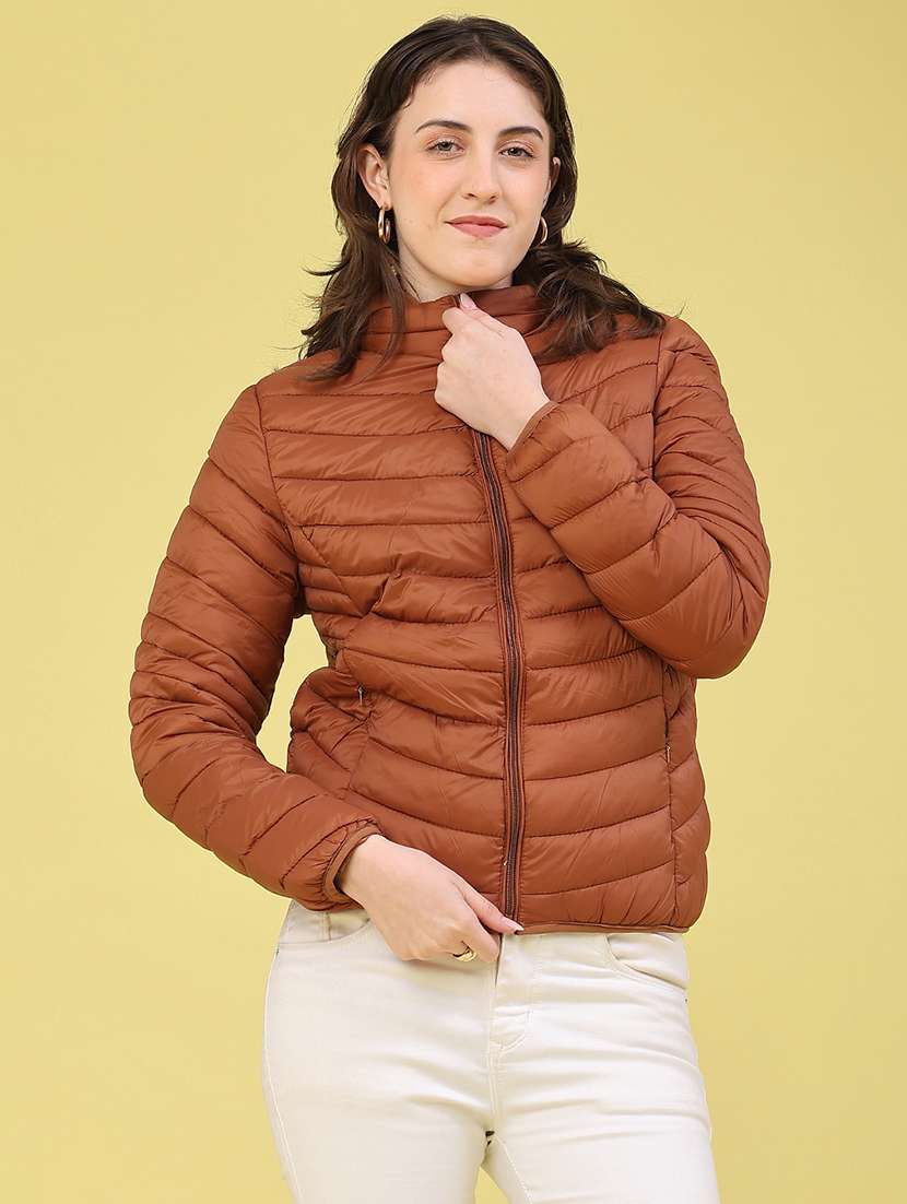 Women Solid Long Sleeves Hooded Puffer Jacket - 22591504 -  Standard Image - 2
