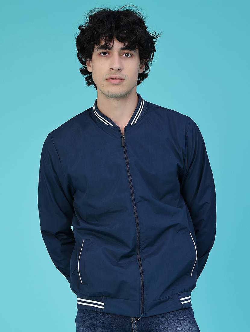 Men Solid Long Sleeve Lightweight Bomber Jacket - 22591838 -  Standard Image - 2
