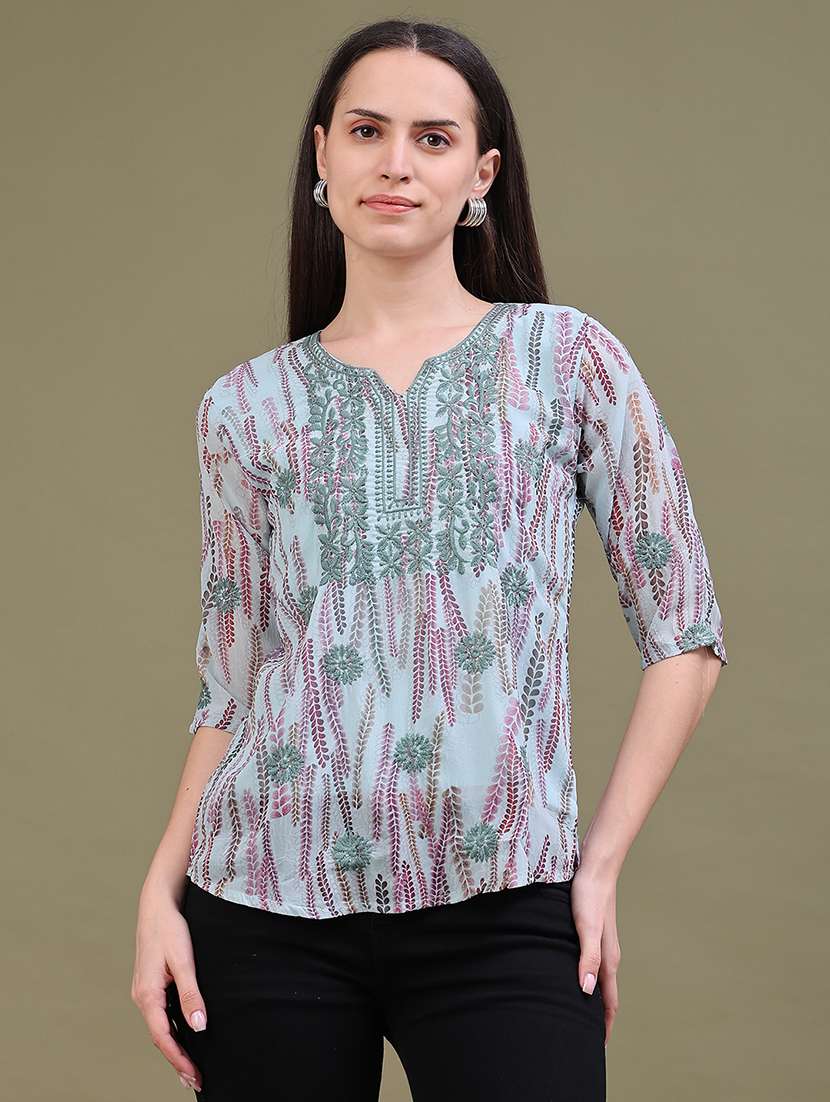 Women Printed Three Quarter Sleeves Regular Top - 22591991 -  Standard Image - 2