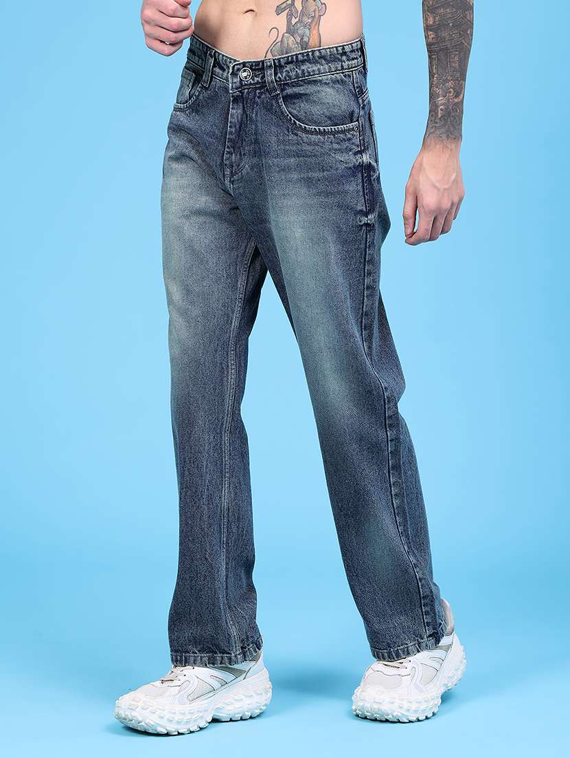 Men Washed Mid Rise Full Length Straight Jeans - 22592281 -  Standard Image - 2