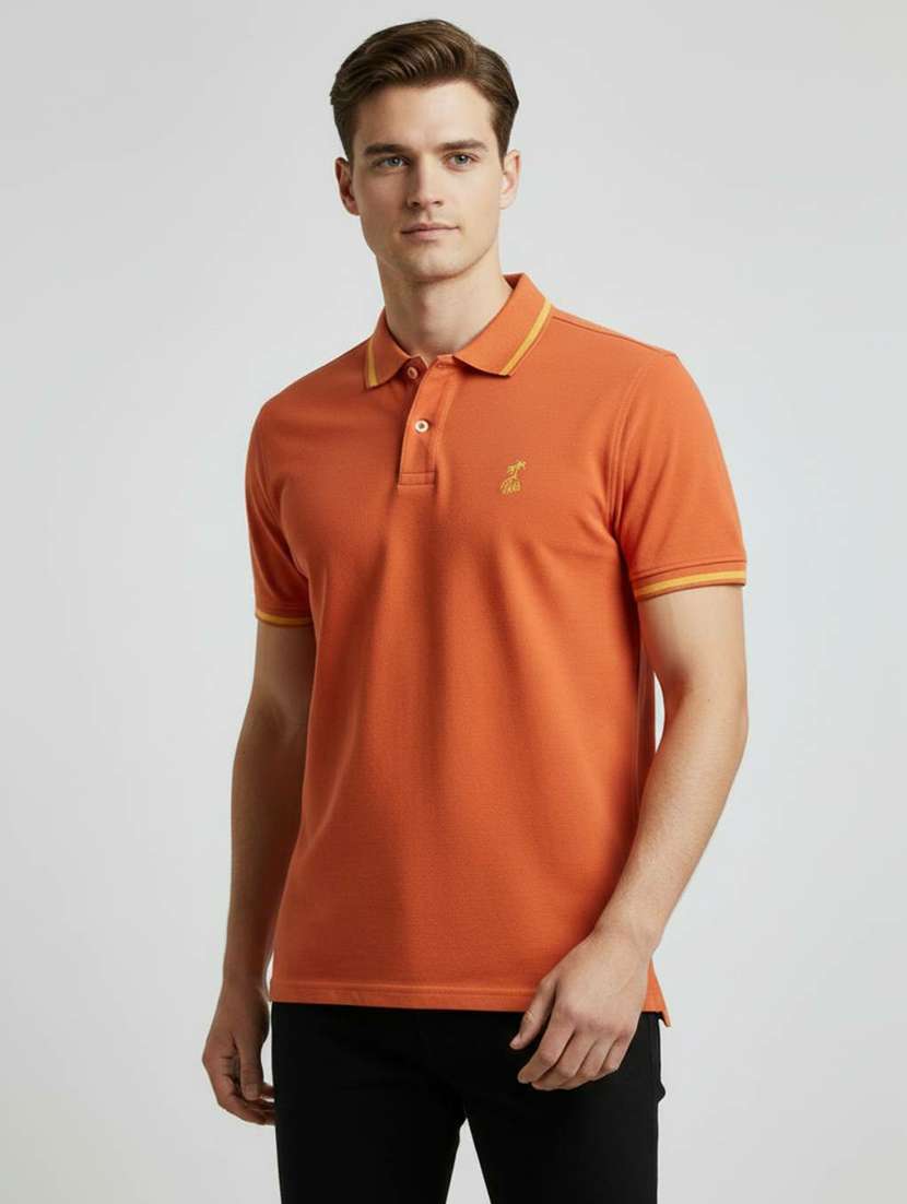 Men Solid Short Sleeve Regular Fit Polo T-shirt - 22592329 -  Standard Image - 2