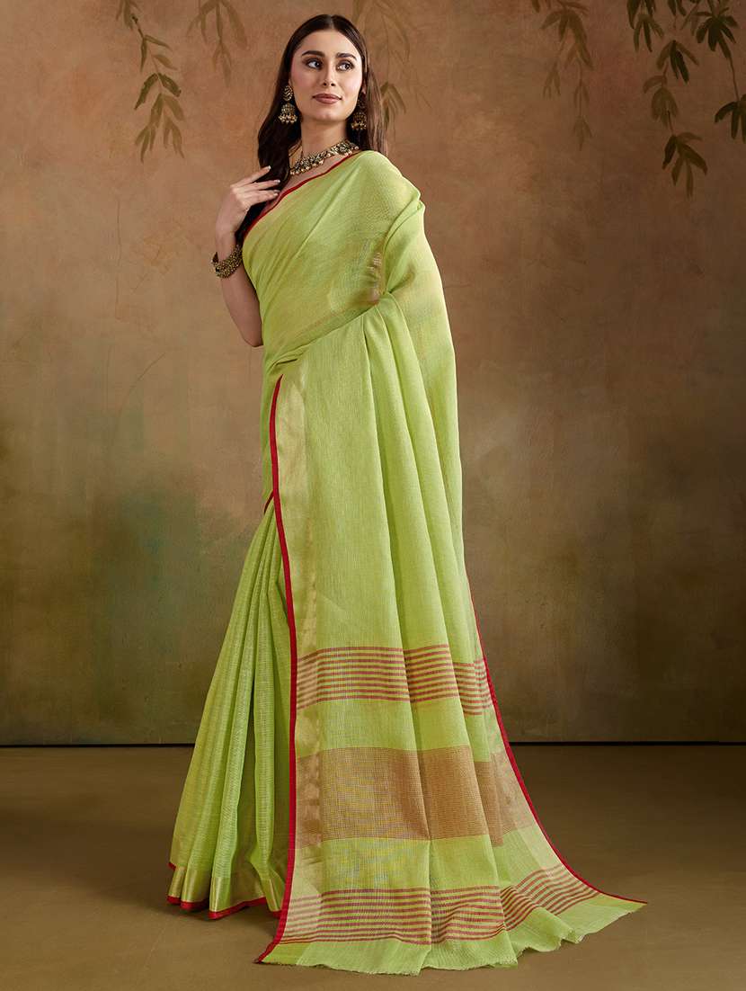 Women Solid Plain Saree With Blouse - 22592446 -  Standard Image - 2