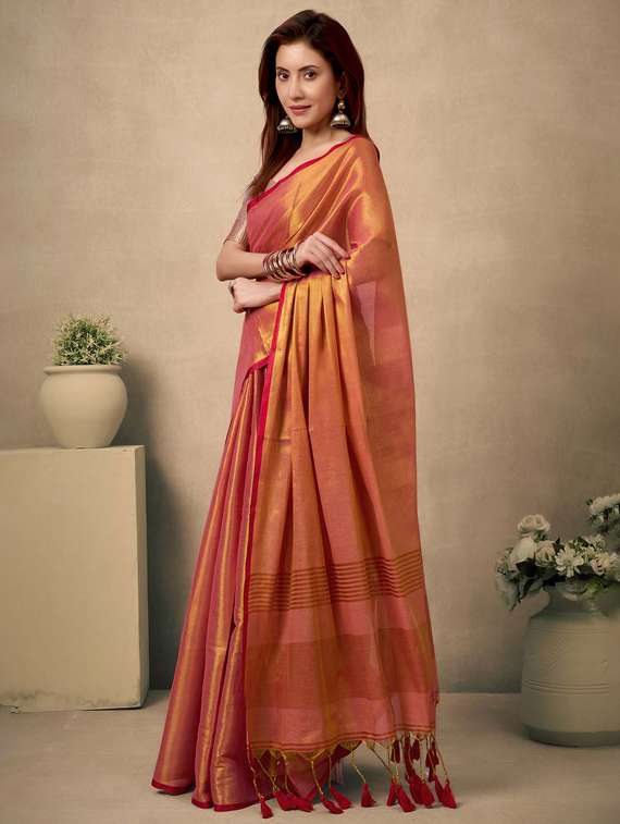 women solid plain saree with blouse - 22592538 -  Standard Image - 2