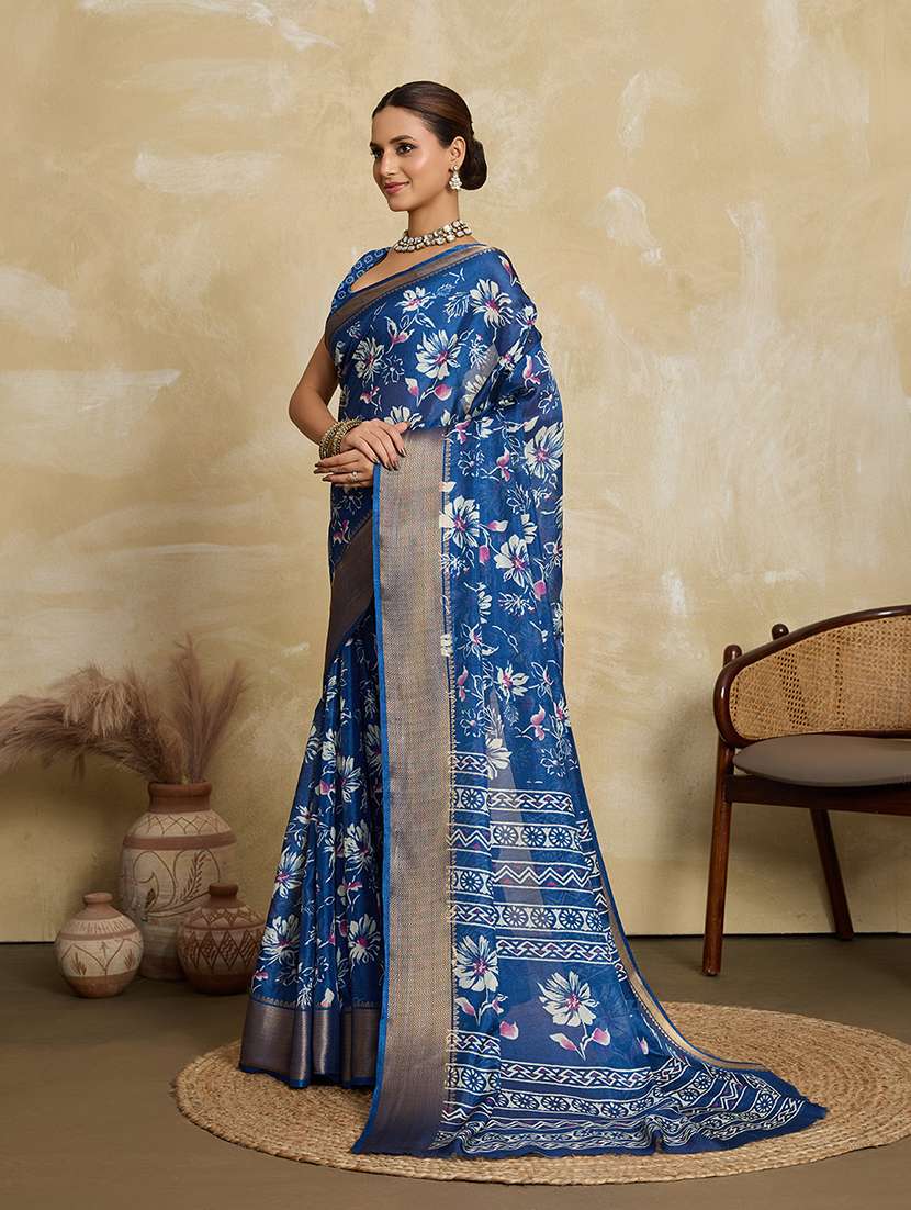 women floral printed saree with blouse - 22592598 -  Standard Image - 2