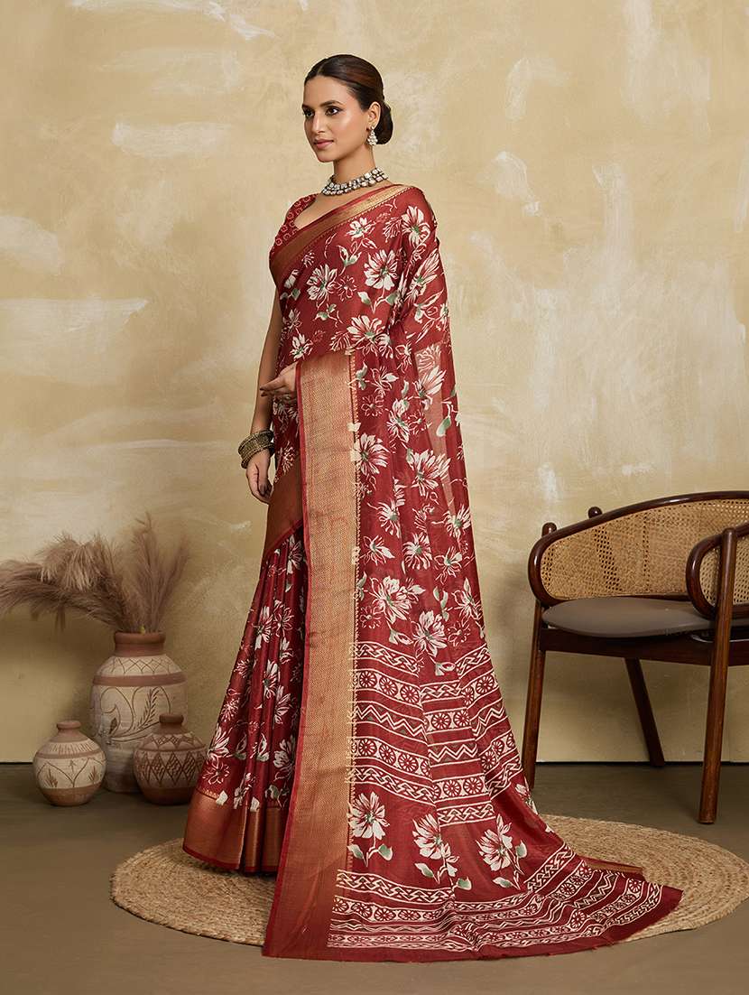 women floral printed saree with blouse - 22592602 -  Standard Image - 2