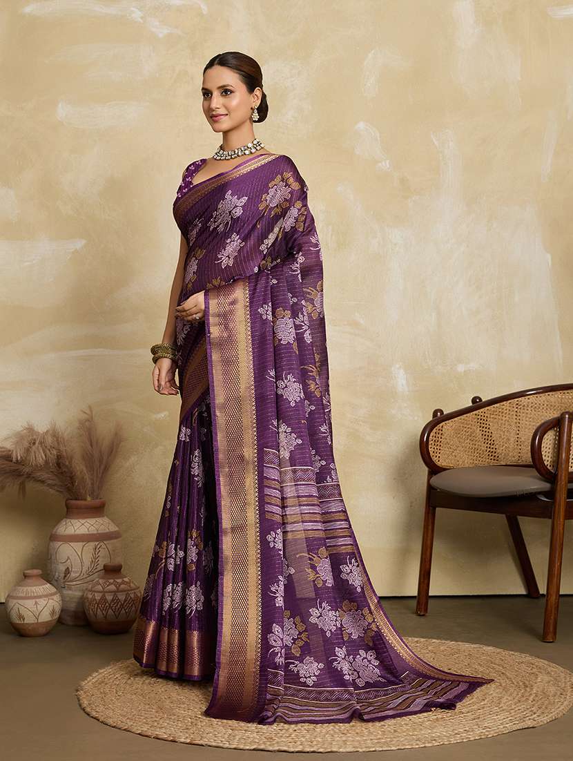 women floral printed saree with blouse - 22592609 -  Standard Image - 2