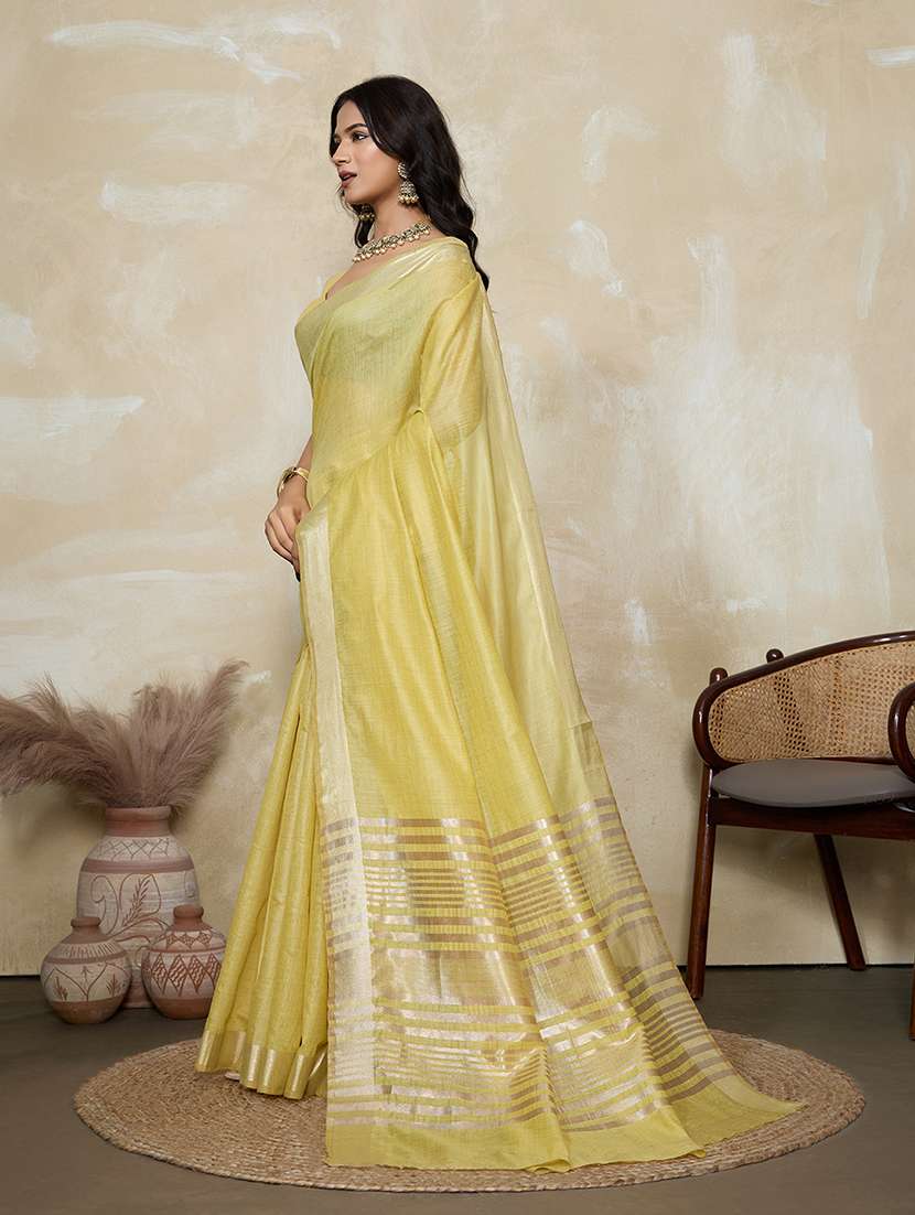 women solid with bordered saree with blouse - 22592645 -  Standard Image - 2