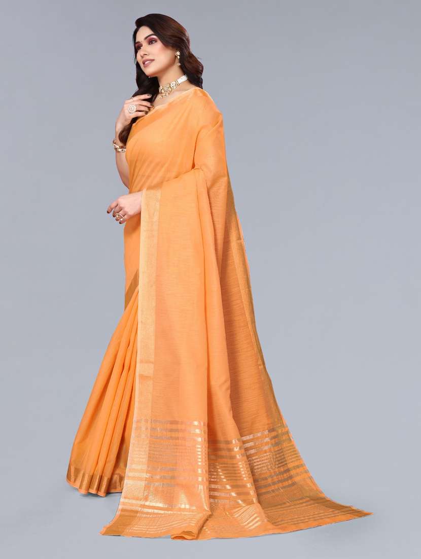Women Solid With Bordered Saree With Blouse - 22592726 -  Standard Image - 2