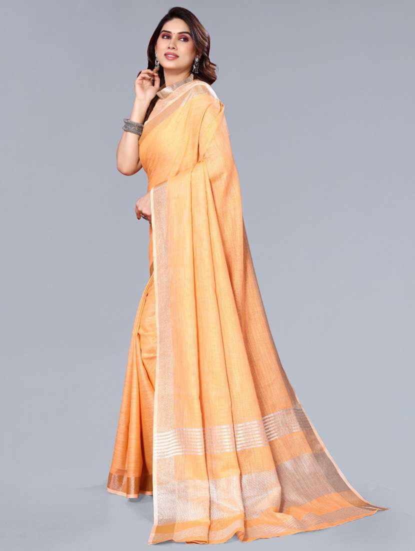 Women Solid With Bordered Saree With Blouse - 22592744 -  Standard Image - 2