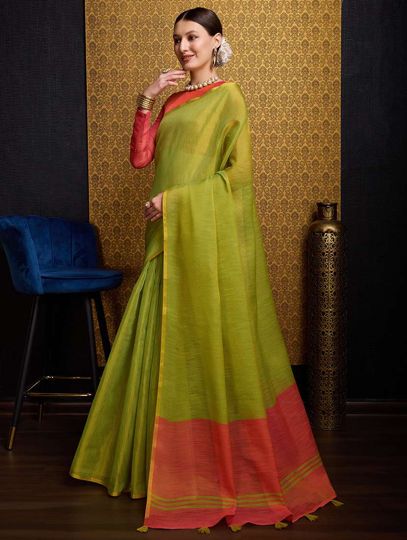 women solid plain saree with blouse - 22592757 -  Standard Image - 2