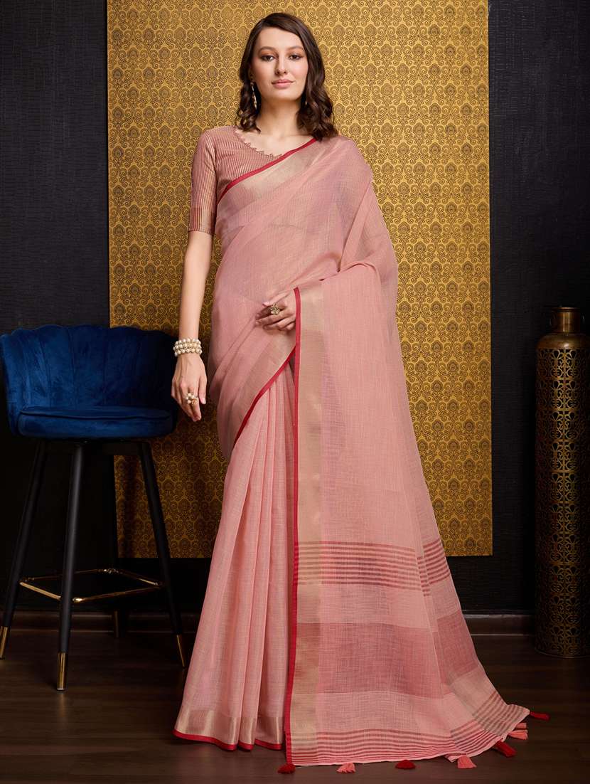 women solid plain saree with blouse
