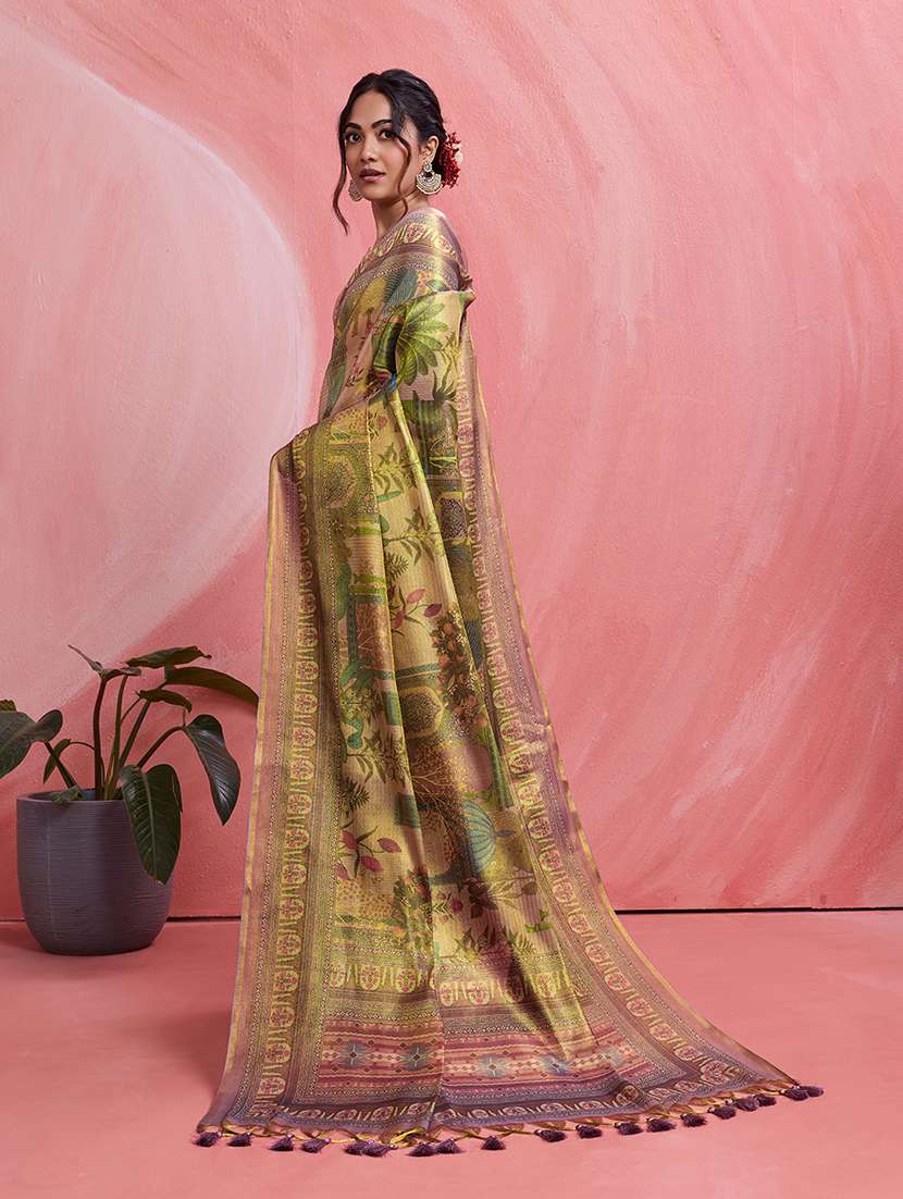 women printed saree with blouse - 22592889 -  Standard Image - 2