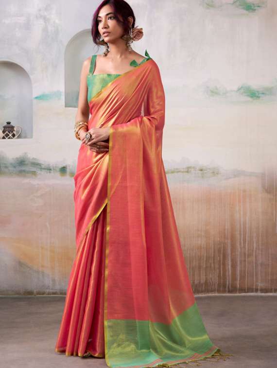women solid plain saree with blouse - 22593007 -  Standard Image - 2