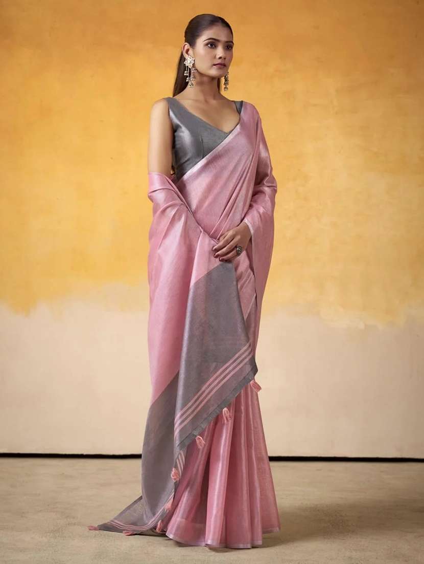 women solid plain saree with blouse - 22593015 -  Standard Image - 2
