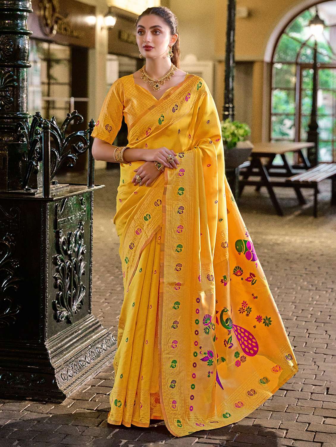 women self design paithani saree with blouse