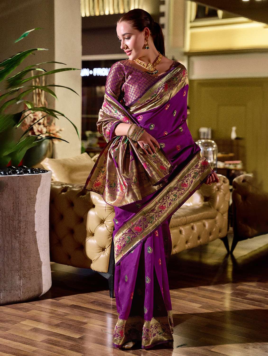 women self design paithani saree with blouse