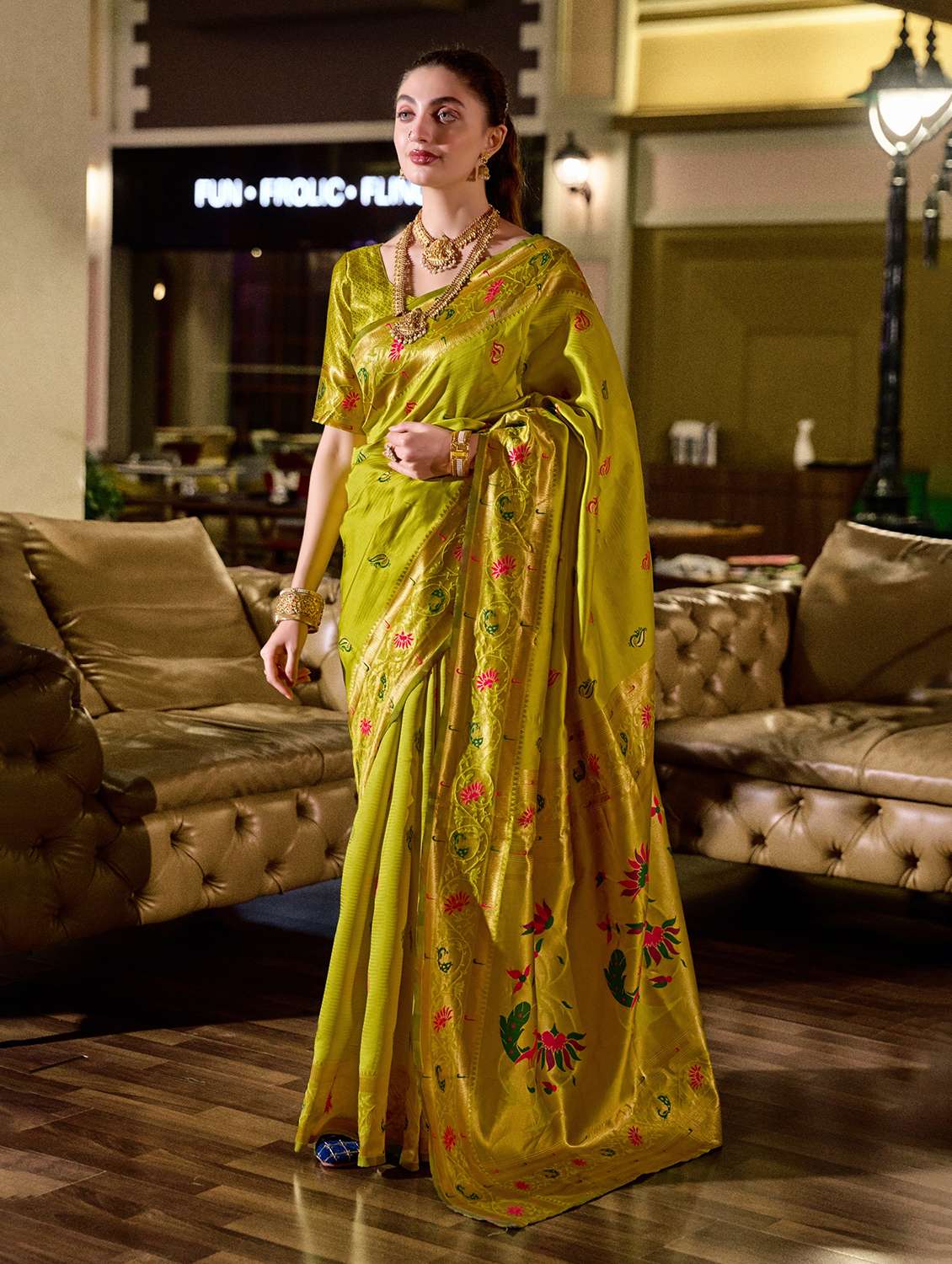 women self design paithani saree with blouse