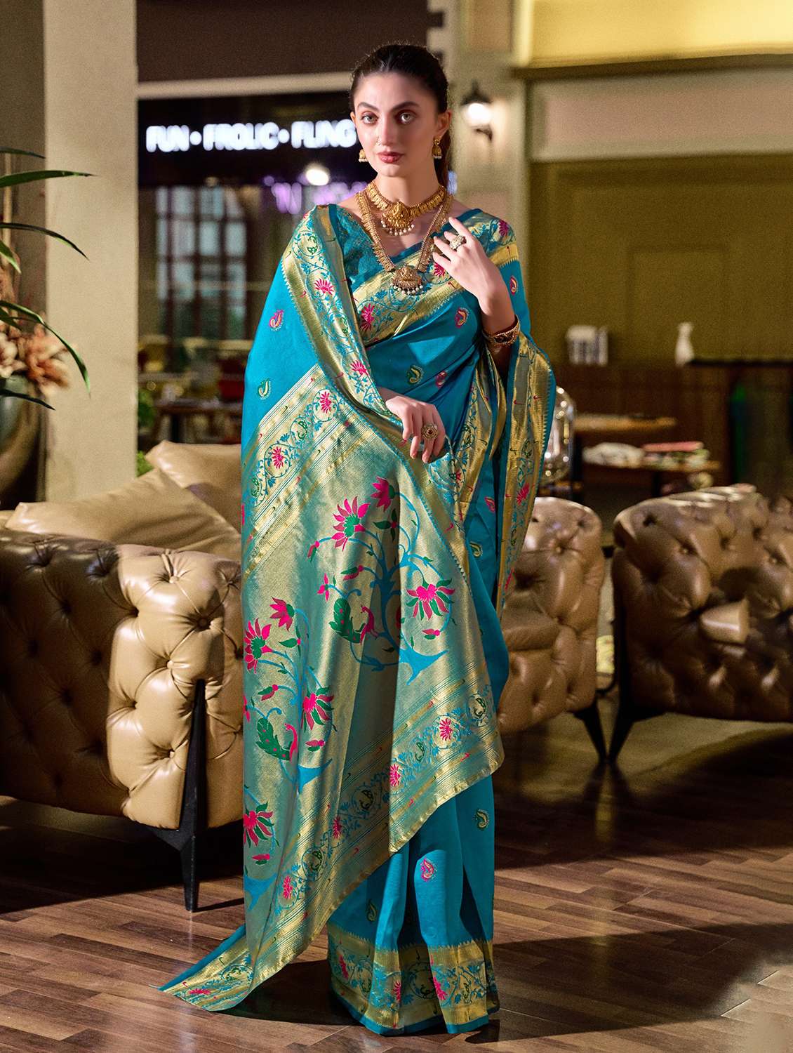 women self design paithani saree with blouse - 22593070 -  Standard Image - 2