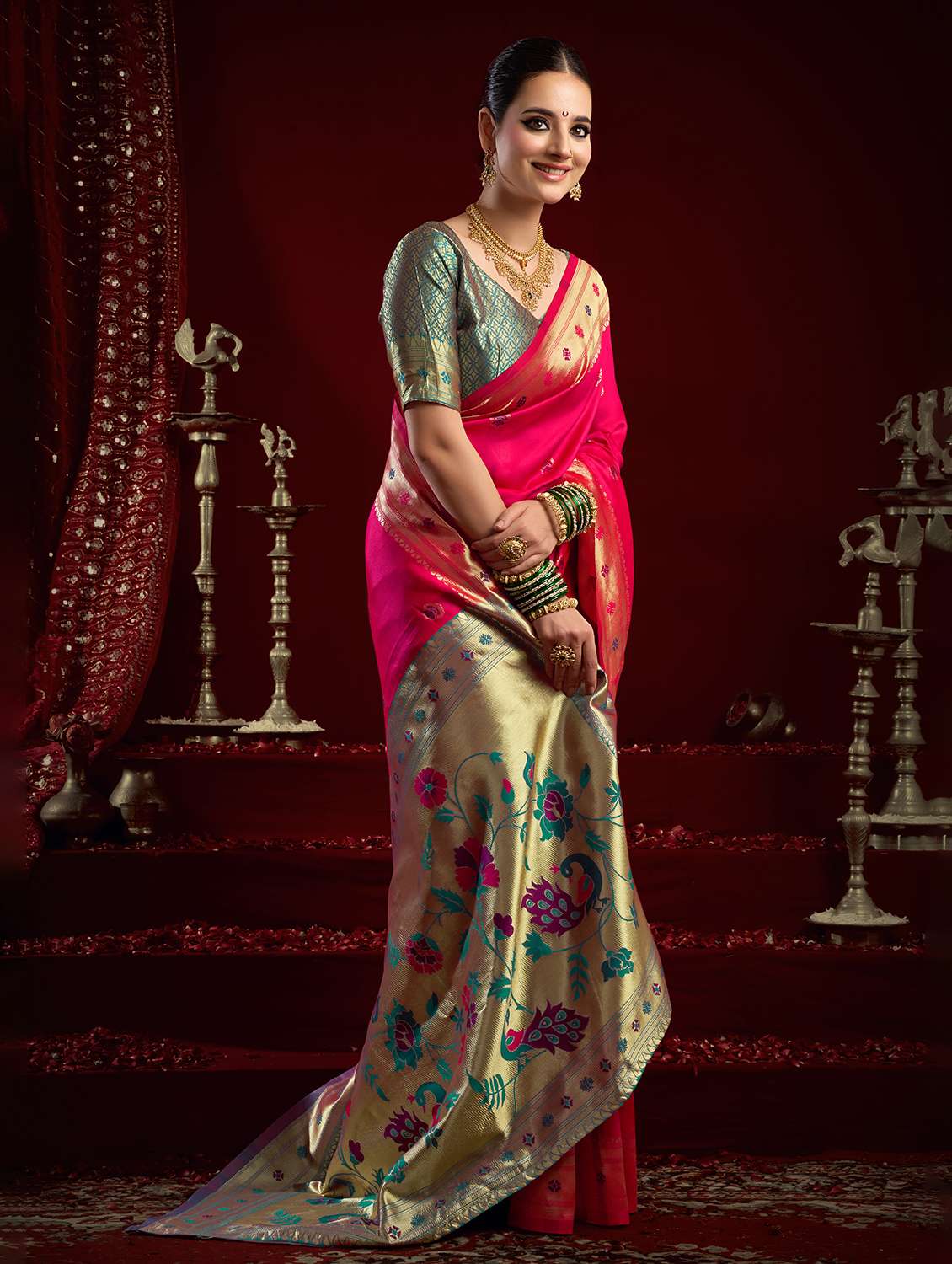 women self design paithani saree with blouse - 22593084 -  Standard Image - 2