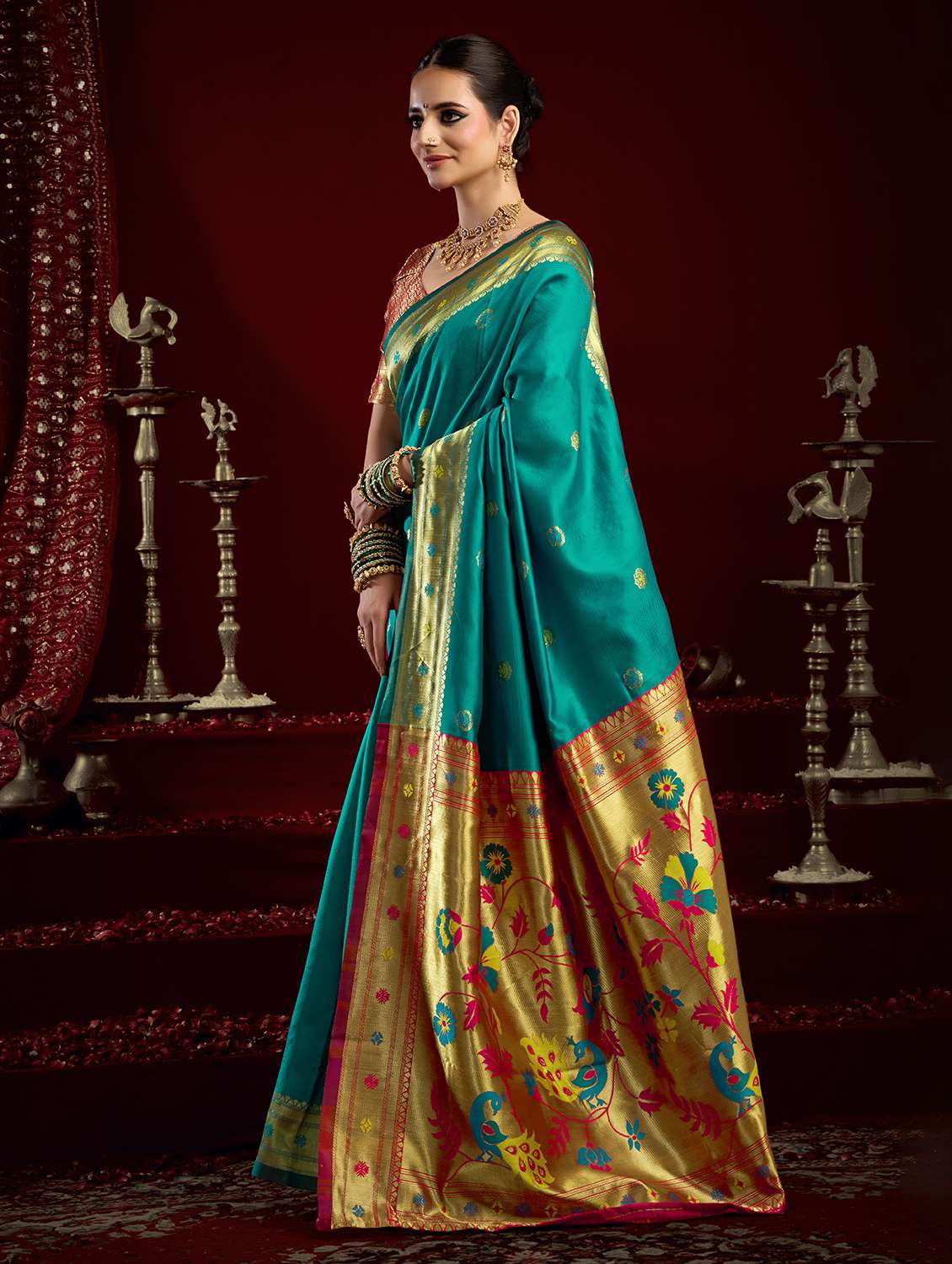 women self design paithani saree with blouse - 22593087 -  Standard Image - 2