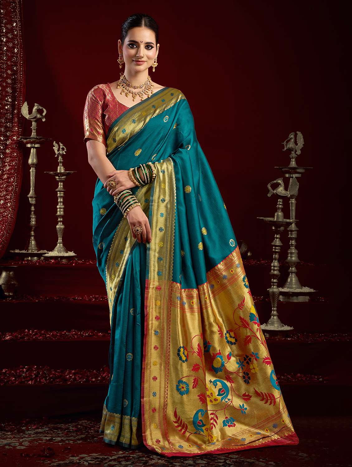 women self design paithani saree with blouse