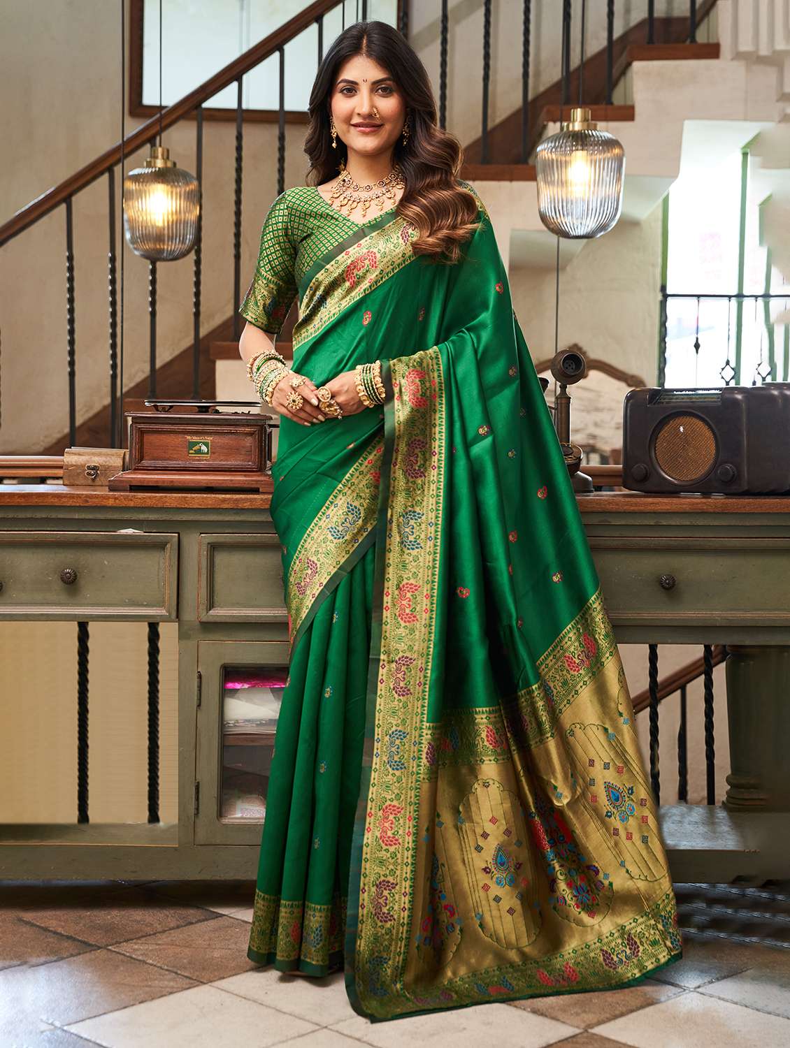 women self design paithani saree with blouse
