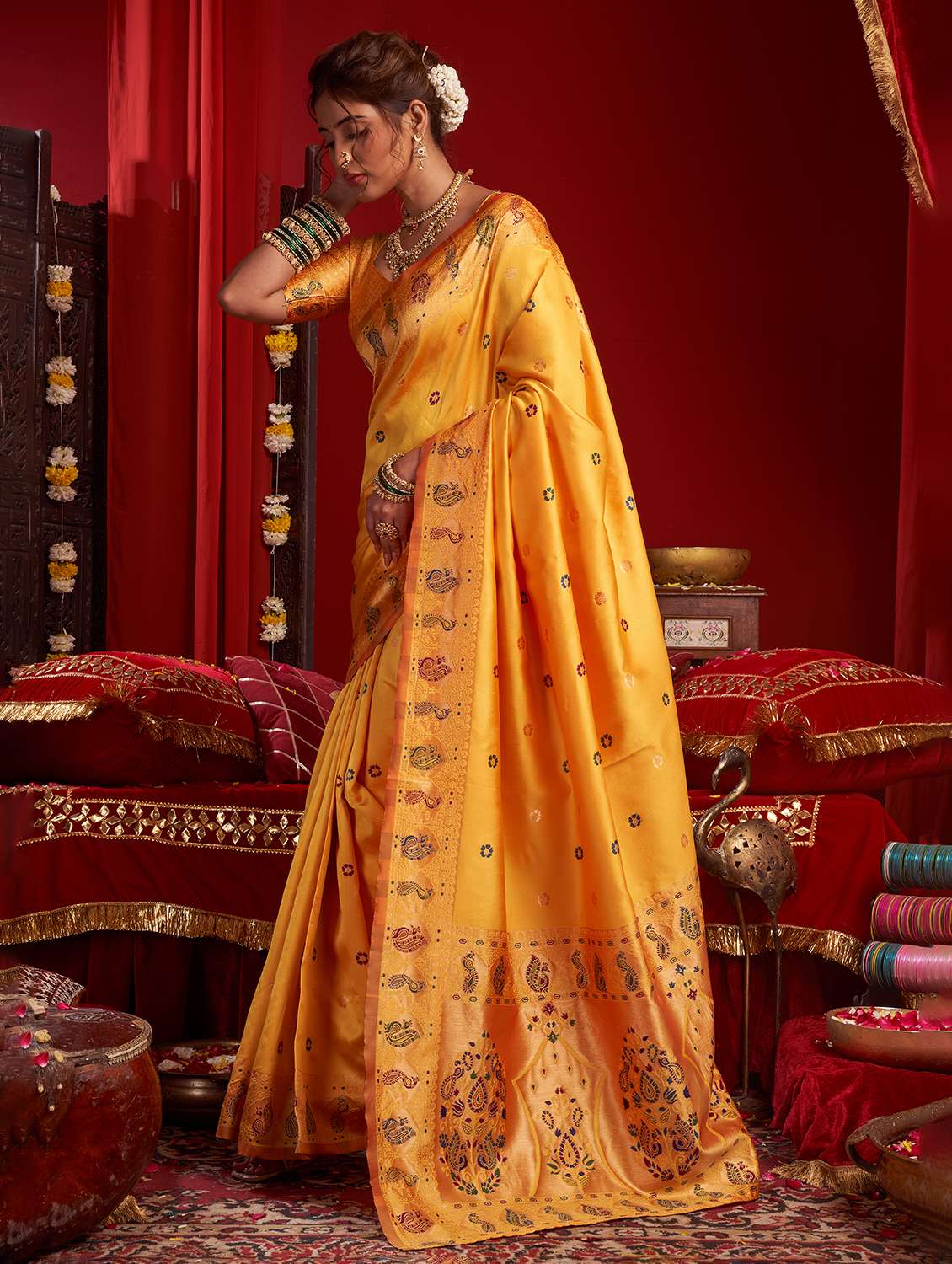 women self design paithani saree with blouse - 22593100 -  Standard Image - 2