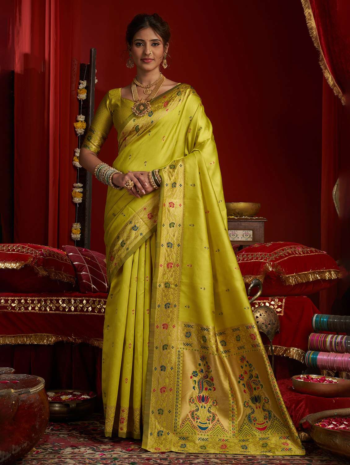 women self design paithani saree with blouse
