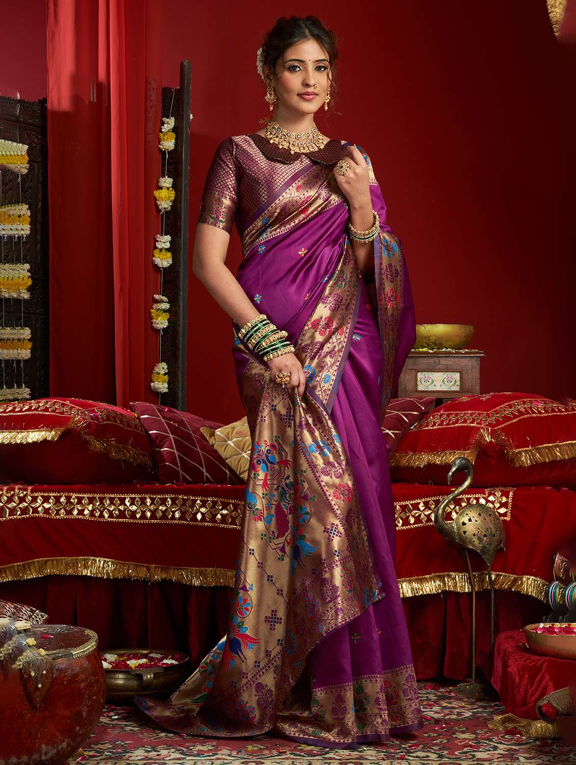 women self design paithani saree with blouse - 22593104 -  Standard Image - 2