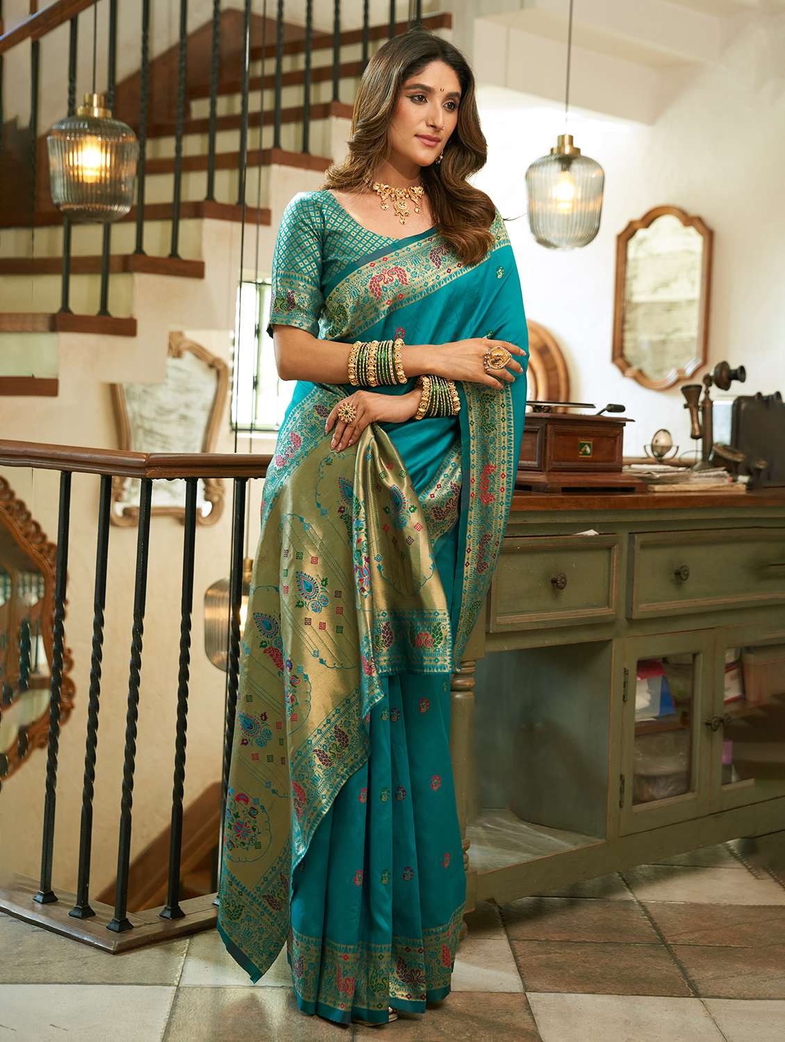 women self design paithani saree with blouse